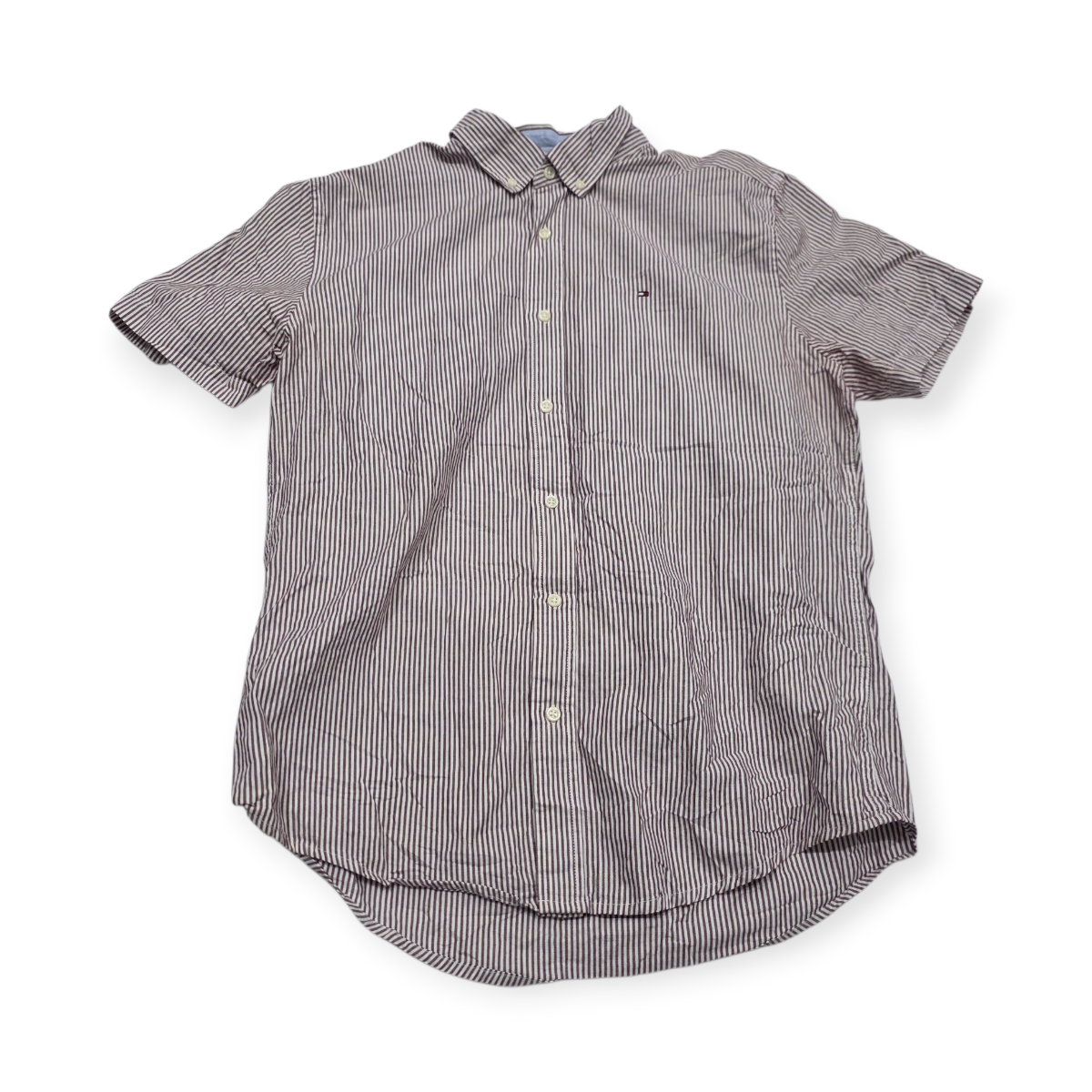Camisa Manga Corta Tommy Hilfiger Grande L Custom Fit Vino