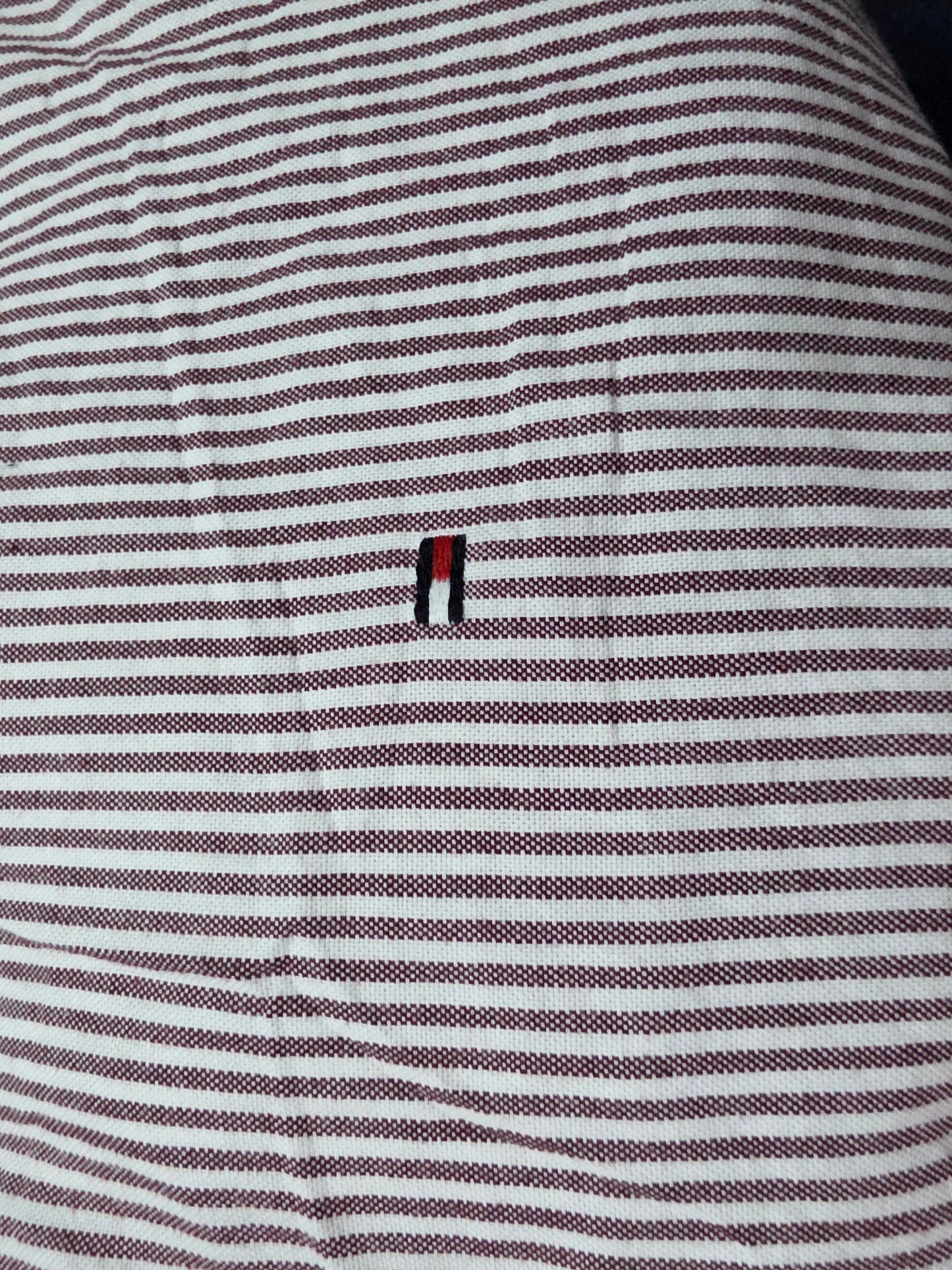 Camisa Manga Corta Tommy Hilfiger Grande L Custom Fit Vino
