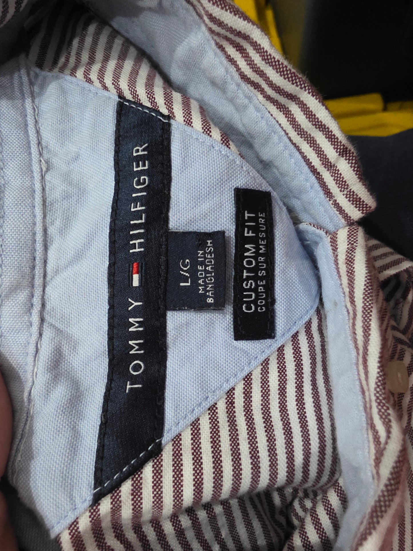 Camisa Manga Corta Tommy Hilfiger Grande L Custom Fit Vino