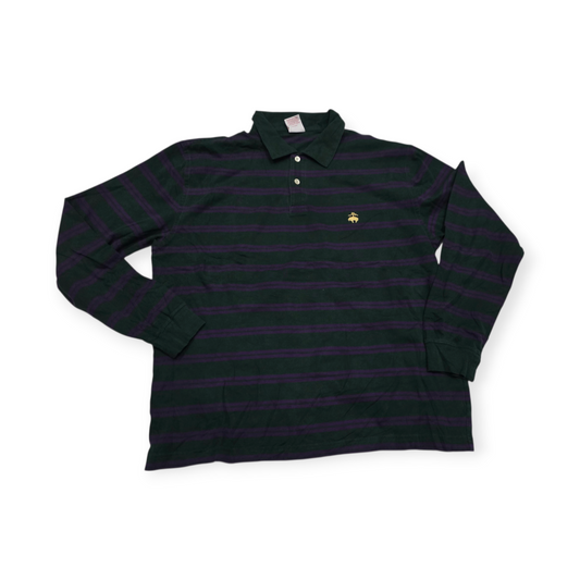 Playera Manga Larga Polo Brooksbrothers Grandel Verde Lineas