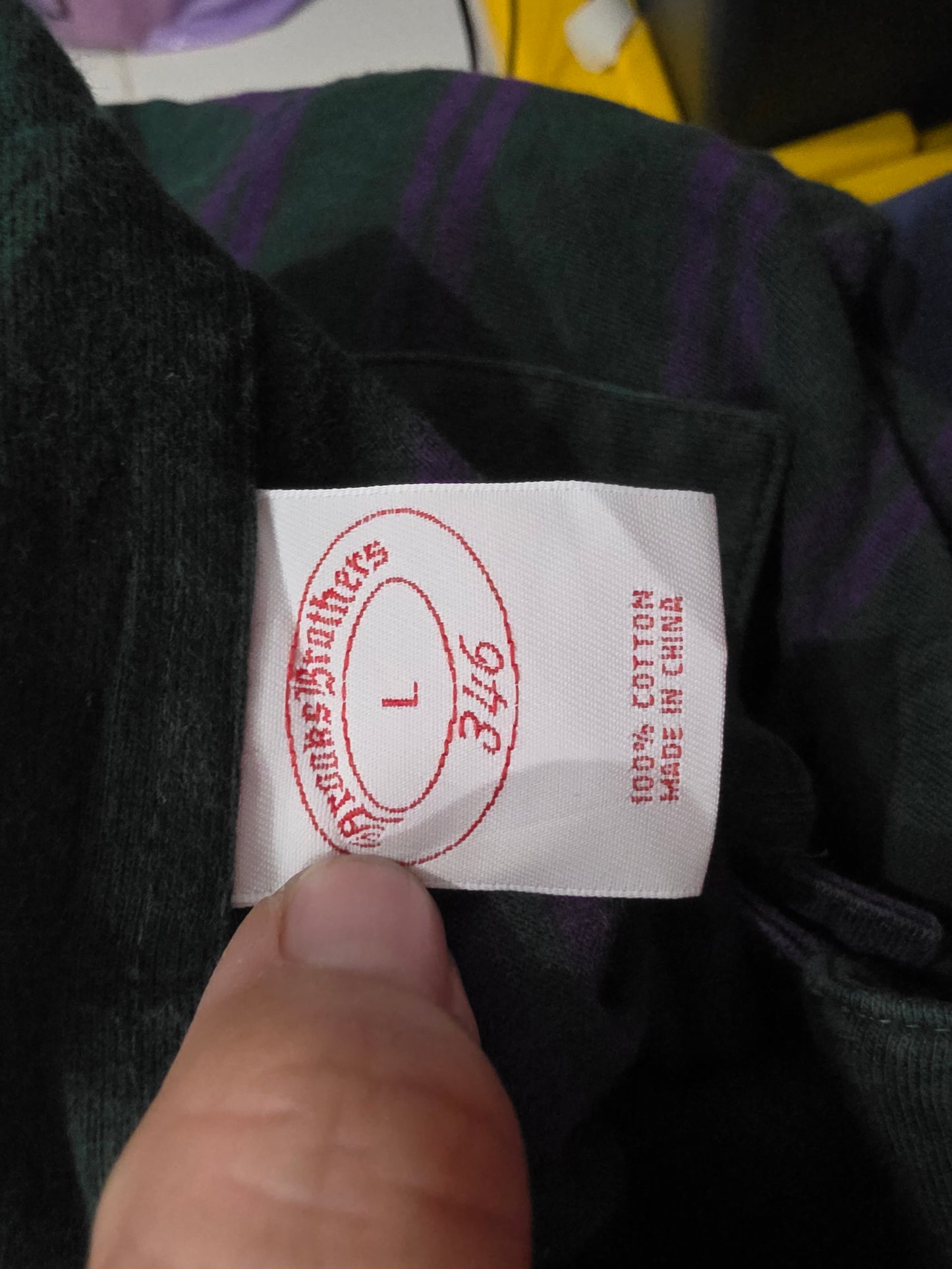 Playera Manga Larga Polo Brooksbrothers Grandel Verde Lineas