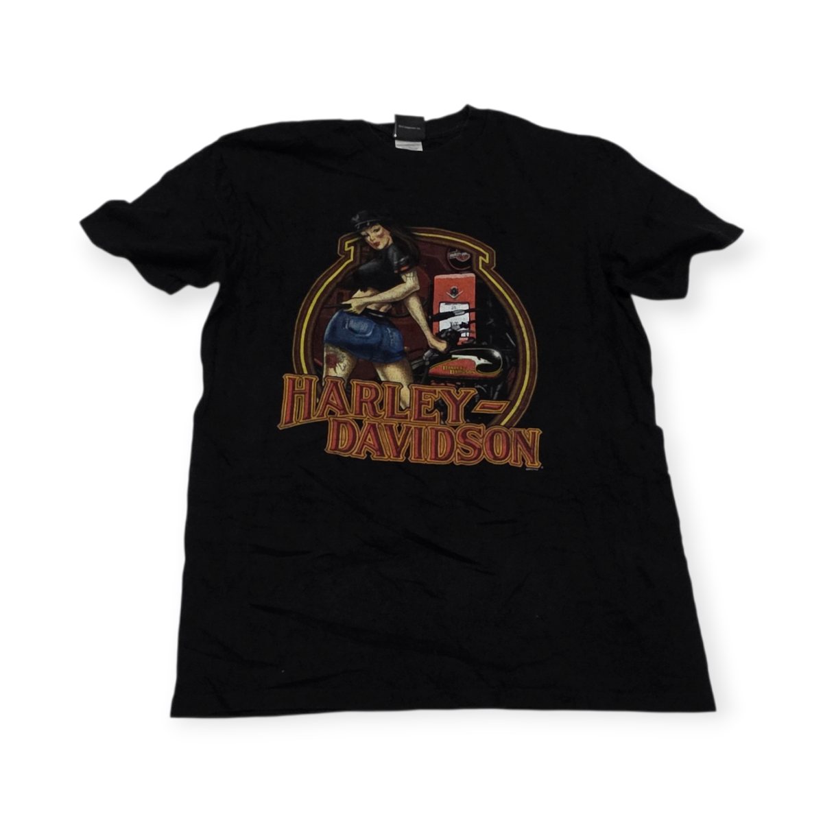 Playera Harley Davidson Grande L Negro Logo Mujer