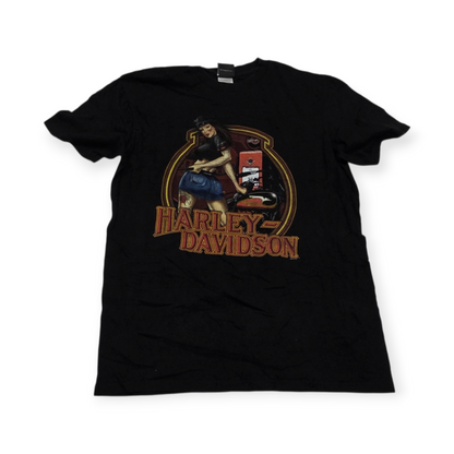 Playera Harley Davidson Grande L Negro Logo Mujer