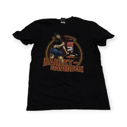 Playera Harley Davidson Grande L Negro Logo Mujer