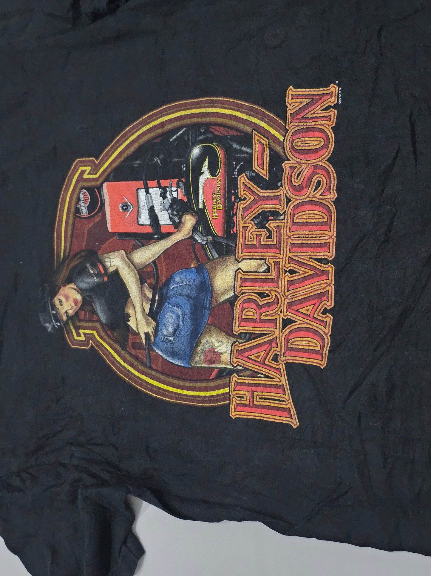Playera Harley Davidson Grande L Negro Logo Mujer