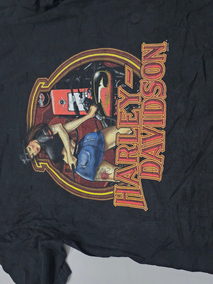 Playera Harley Davidson Grande L Negro Logo Mujer