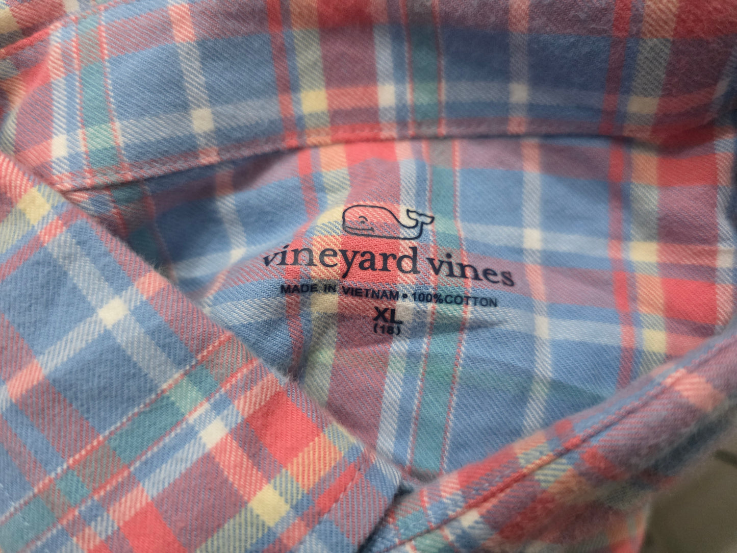 Camisa Vineyard Vines Adolescente Xl Cuadro Azul