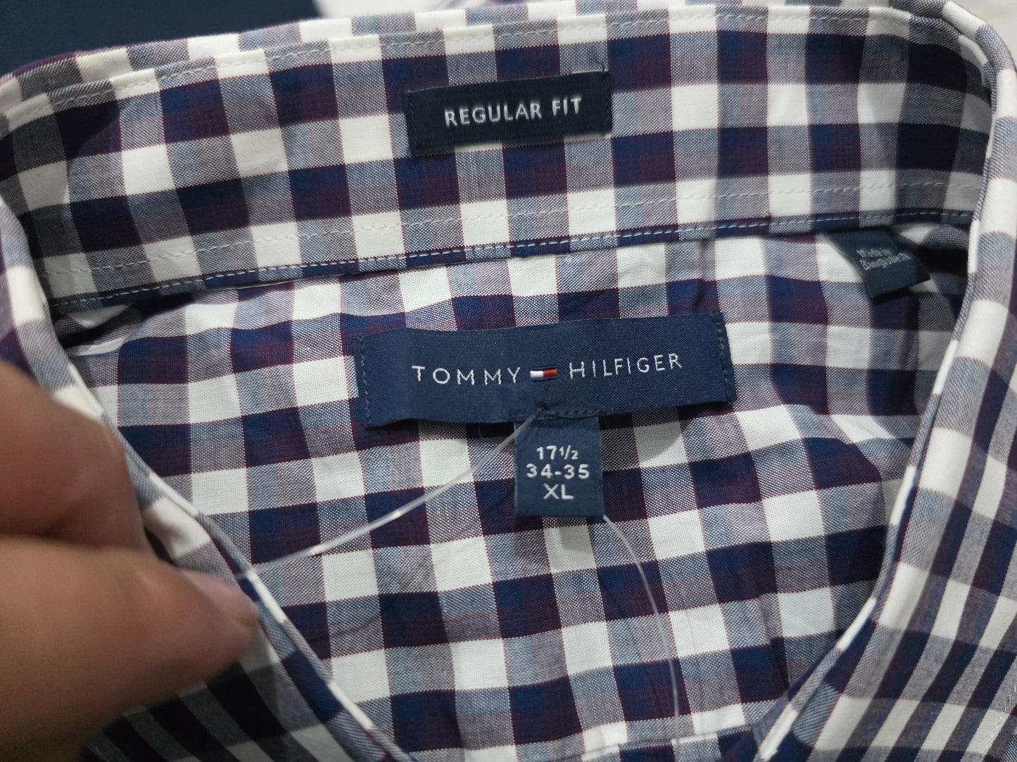 Camisa Tommy Hilfiger Xgrande 17 1/2 34-35 Azul Cuadro