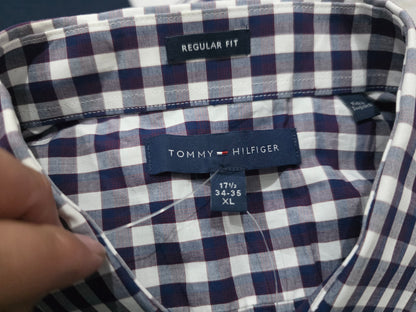 Camisa Tommy Hilfiger Xgrande 17 1/2 34-35 Azul Cuadro