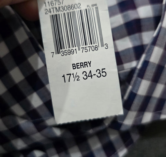 Camisa Tommy Hilfiger Xgrande 17 1/2 34-35 Azul Cuadro