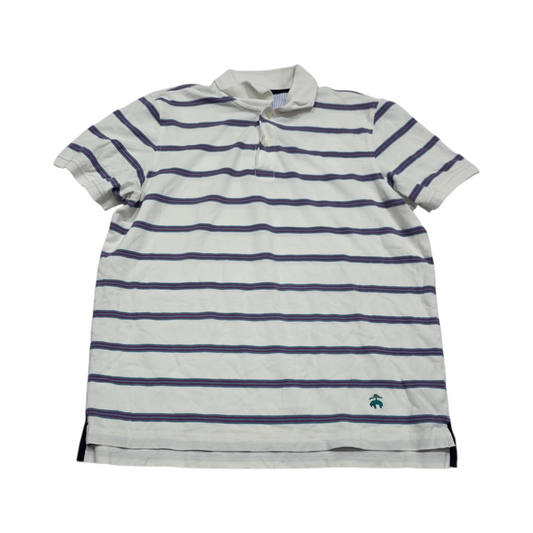 Playera Polo Brooks Brothers Grande L Slimfit Blanca Lineas