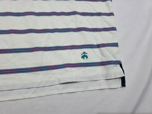 Playera Polo Brooks Brothers Grande L Slimfit Blanca Lineas