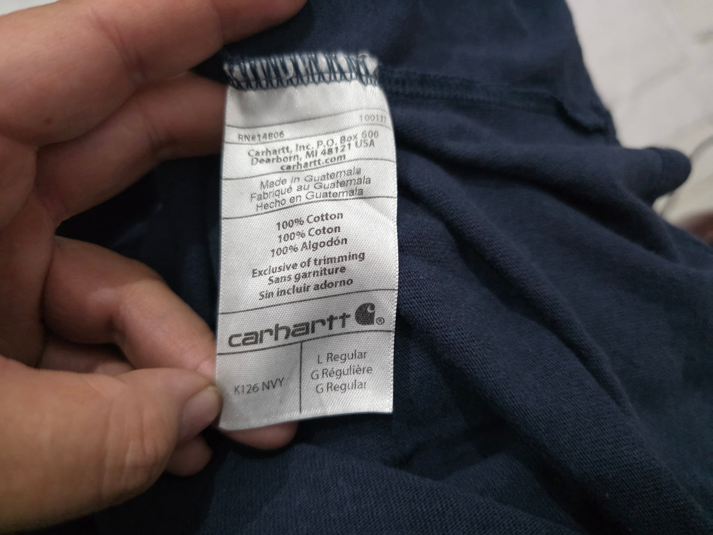 Playera Manga Larga Carhartt Azul Original Fit Grande L