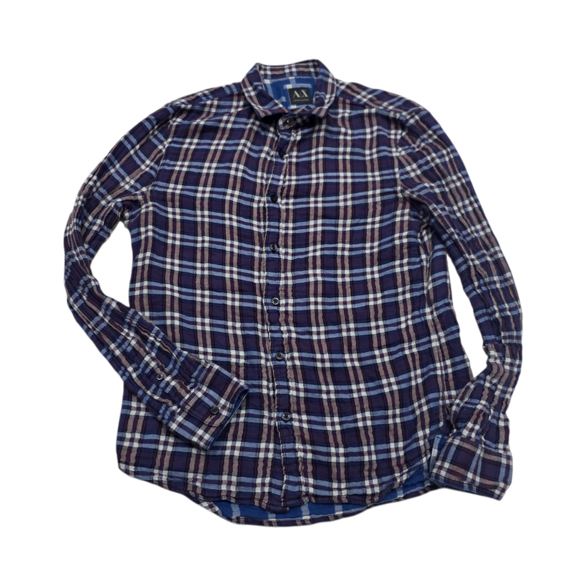 Camisa Armani Exchange Grande Slimfit Cuadro Azul Morado
