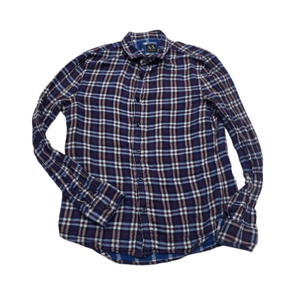 Camisa Armani Exchange Grande Slimfit Cuadro Azul Morado
