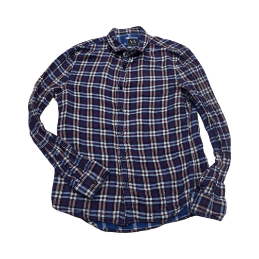 Camisa Armani Exchange Grande Slimfit Cuadro Azul Morado