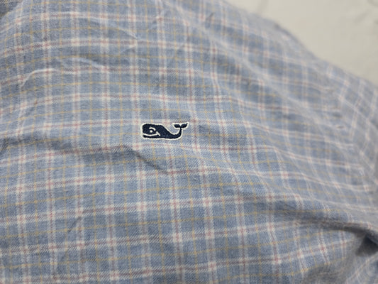 Camisa Vineyard Vines Grande Cuadro Azul Claro Whale