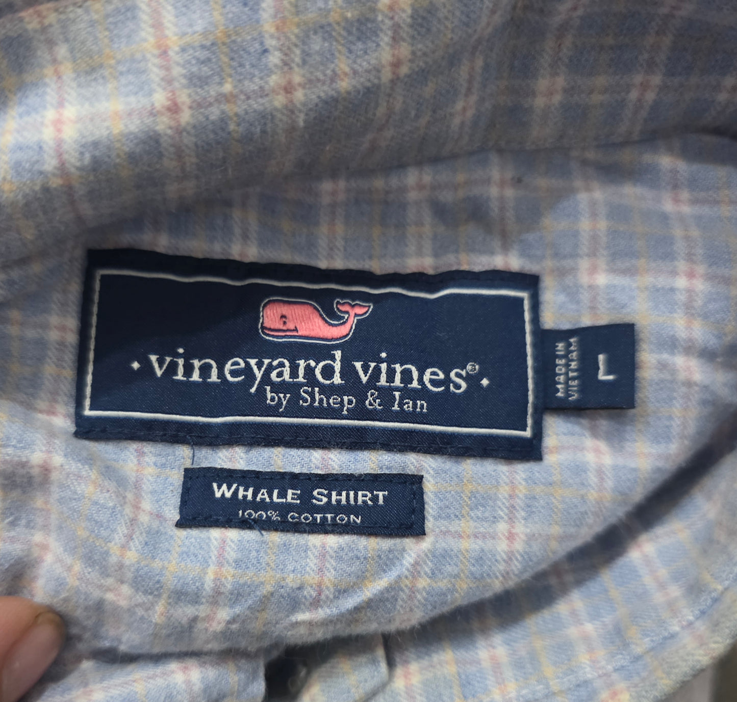 Camisa Vineyard Vines Grande Cuadro Azul Claro Whale