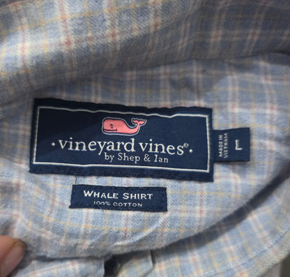 Camisa Vineyard Vines Grande Cuadro Azul Claro Whale