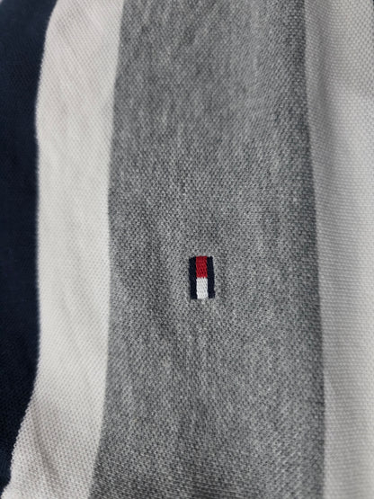 Playera Polo Tommy Hilfiger Xgrande Classic Fit Gris Lineas