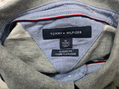 Playera Polo Tommy Hilfiger Xgrande Classic Fit Gris Lineas