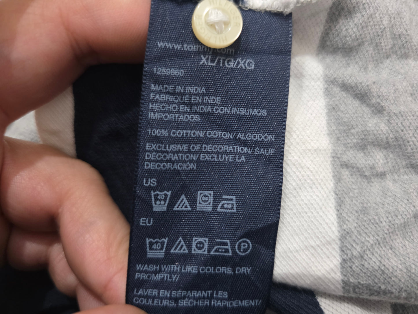Playera Polo Tommy Hilfiger Xgrande Classic Fit Gris Lineas