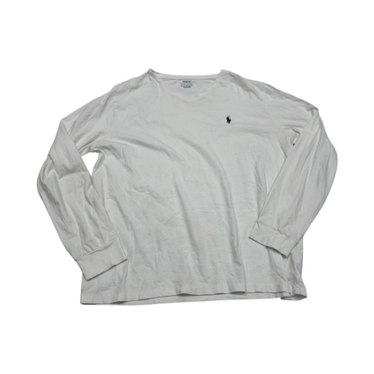 Playera Ralph Lauren Xgrande Blanca Pony Azul Manga Larga