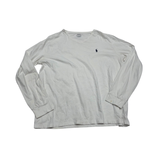 Playera Ralph Lauren Xgrande Blanca Pony Azul Manga Larga