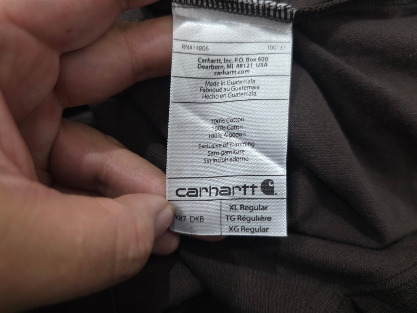 Playera Carhartt Xgrande Original Fit Cafe