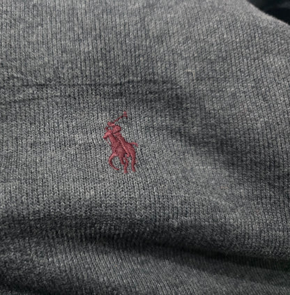 Sueter Ralph Lauren Xgrande XL Gris Pony Vino Medio Cierre
