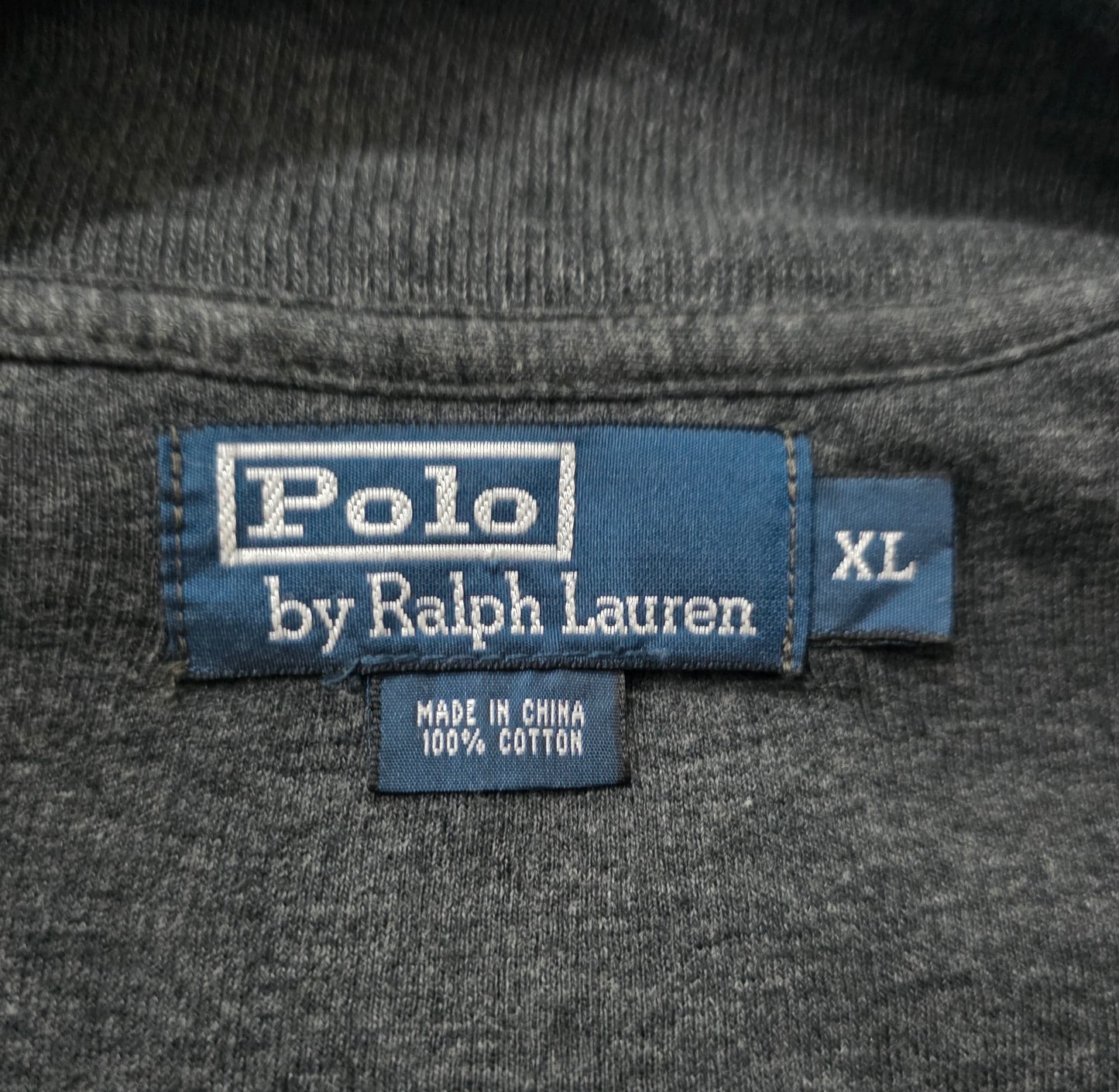 Sueter Ralph Lauren Xgrande XL Gris Pony Vino Medio Cierre