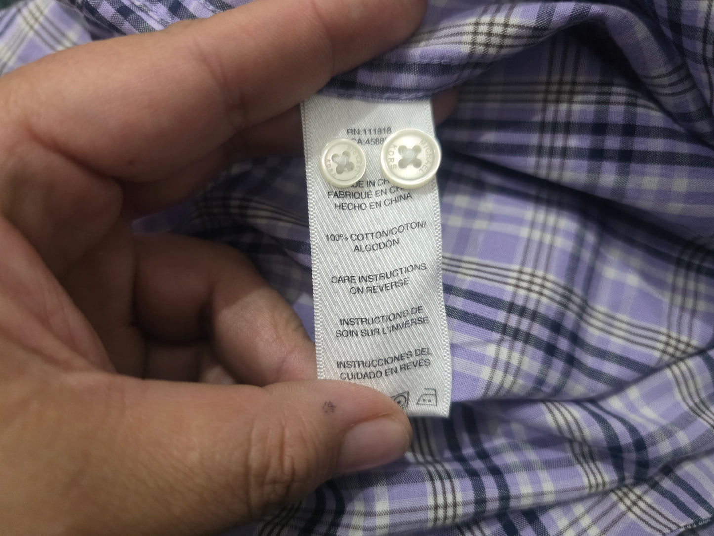 Camisa Michael Kors Chico S Cuadro Lila (Usado)