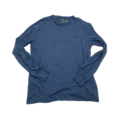 Playera Ralph Lauren Mediana M Azul Pony Rojo Manga Larga (Usado)