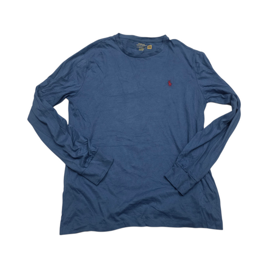 Playera Ralph Lauren Mediana M Azul Pony Rojo Manga Larga (Usado)