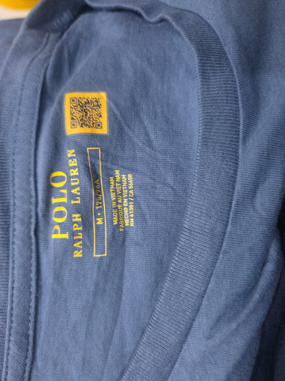 Playera Ralph Lauren Mediana M Azul Pony Rojo Manga Larga (Usado)