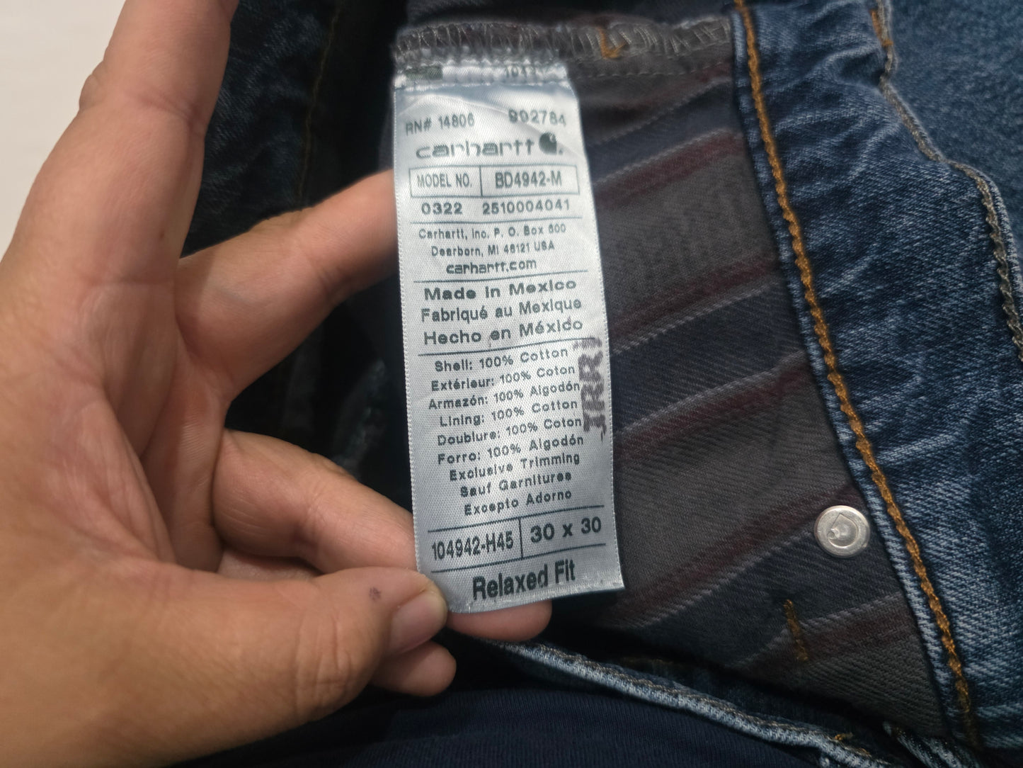 Pantalon Relaxed Fit Crahartt 30x30 Azul Forro Interno (Usado)
