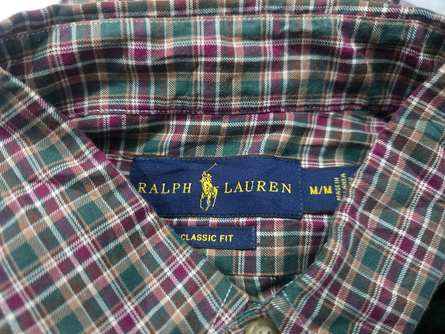 Camisa Classic Fit Ralph Lauren Mediana M Verde Vino Cuadro (Usado)