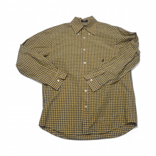 Camisa Nautica Mediana M Azul Y Amarillo Cuadro (Usado)