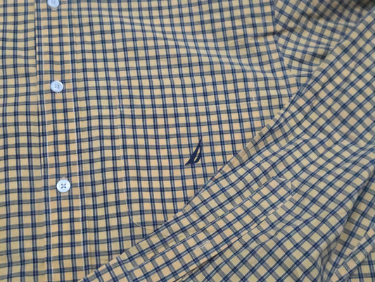 Camisa Nautica Mediana M Azul Y Amarillo Cuadro (Usado)