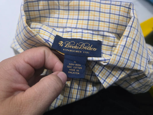 Camisa Brooks Brothers Mediana M Cuadro Amarillo Y Blanco (Usado)