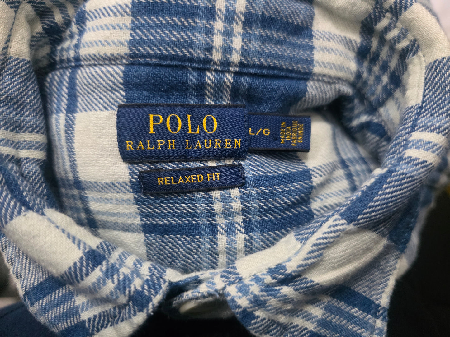 Camisa Ralph Lauren Grande L Relaxed Fit Azul Franela (Usado)