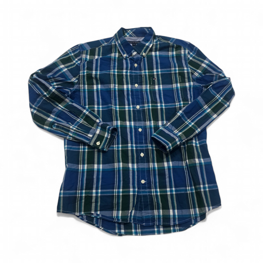 Camisa Tommy Hilfiger Grande L Cuadro Verde Y Azul (Usado)