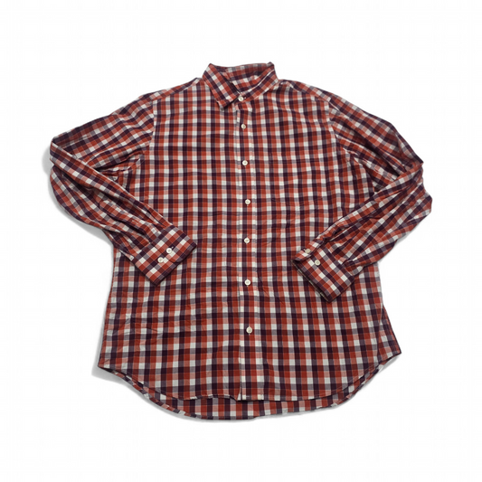 Camisa Banana Republic Grande L Cuadro Naranja Y Violeta (Usado)