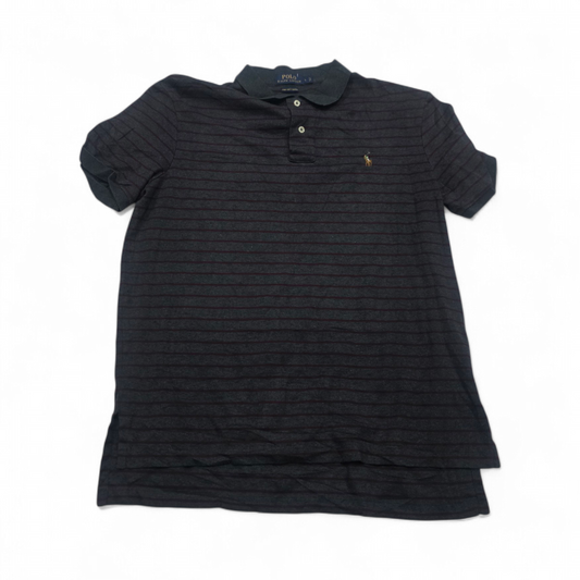 Playera Polo Ralph Lauren Grande L Gris Lineas Vino (Usado)