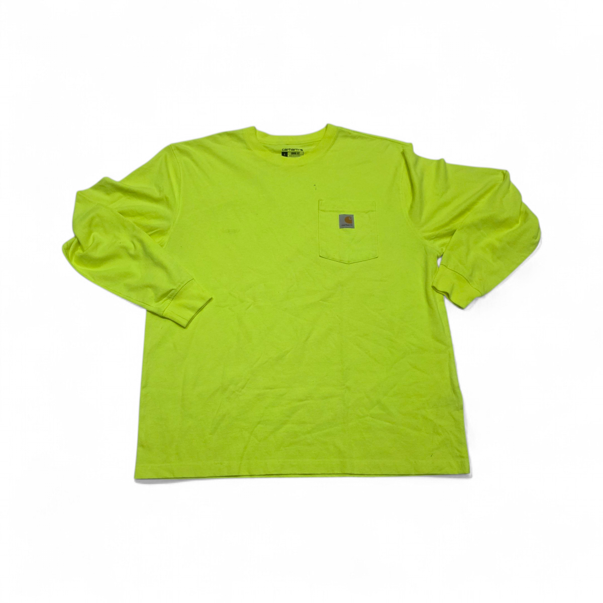 Playera Carhartt Grande L Verde Fosforecente Manga Larga (Usado)