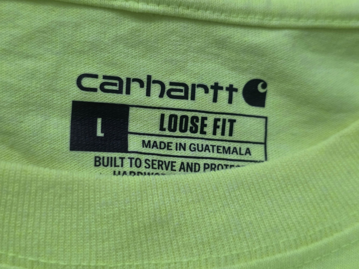 Playera Carhartt Grande L Verde Fosforecente Manga Larga (Usado)
