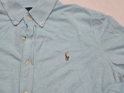 Camisa Ralph Lauren Knit Oxford Xl Azul Claro Pony Colores (Usado)