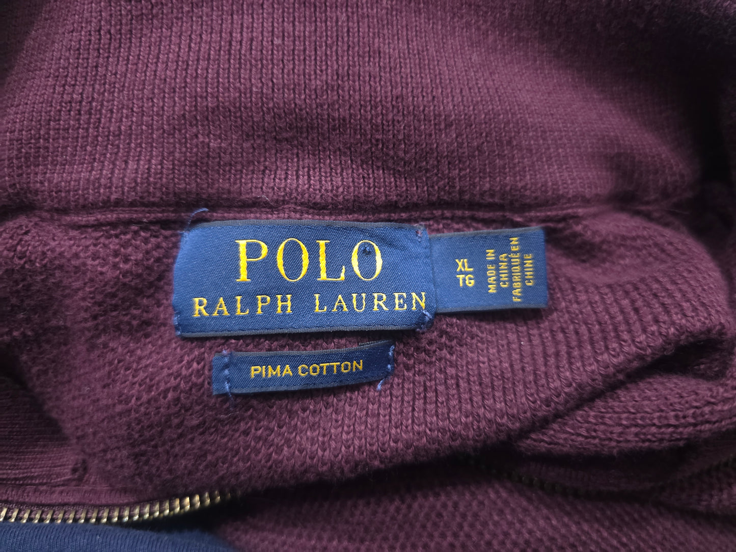 Sueter Ralph Lauren Xgrande Xl Vino Pony Vino Cierre Corto (Usado)
