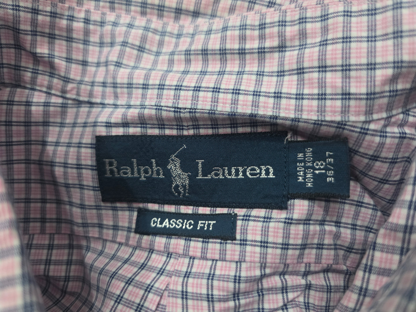 Camisa Ralph Lauren 2xl 18 36-37 Classic Fit Rosa Cuadro (Usado)