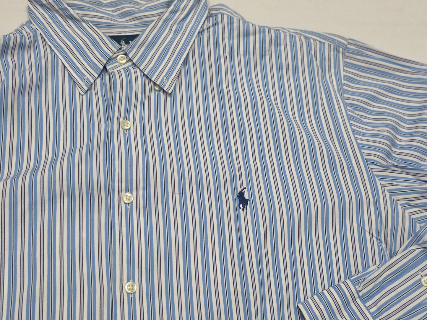 Camisa Ralph Lauren 2xl 18 36-37 Classic Fit Azul Y Blanco (Usado)